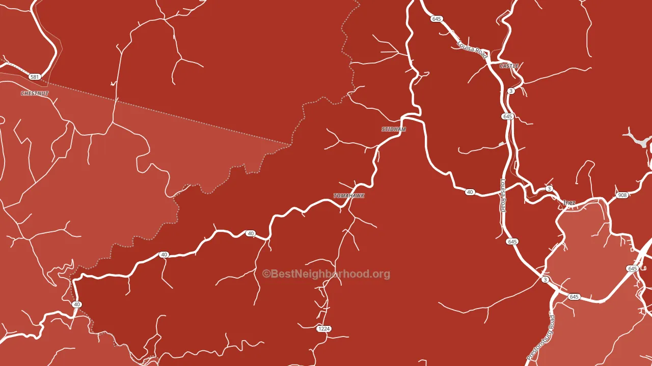 41262, KY block-group political-lean map