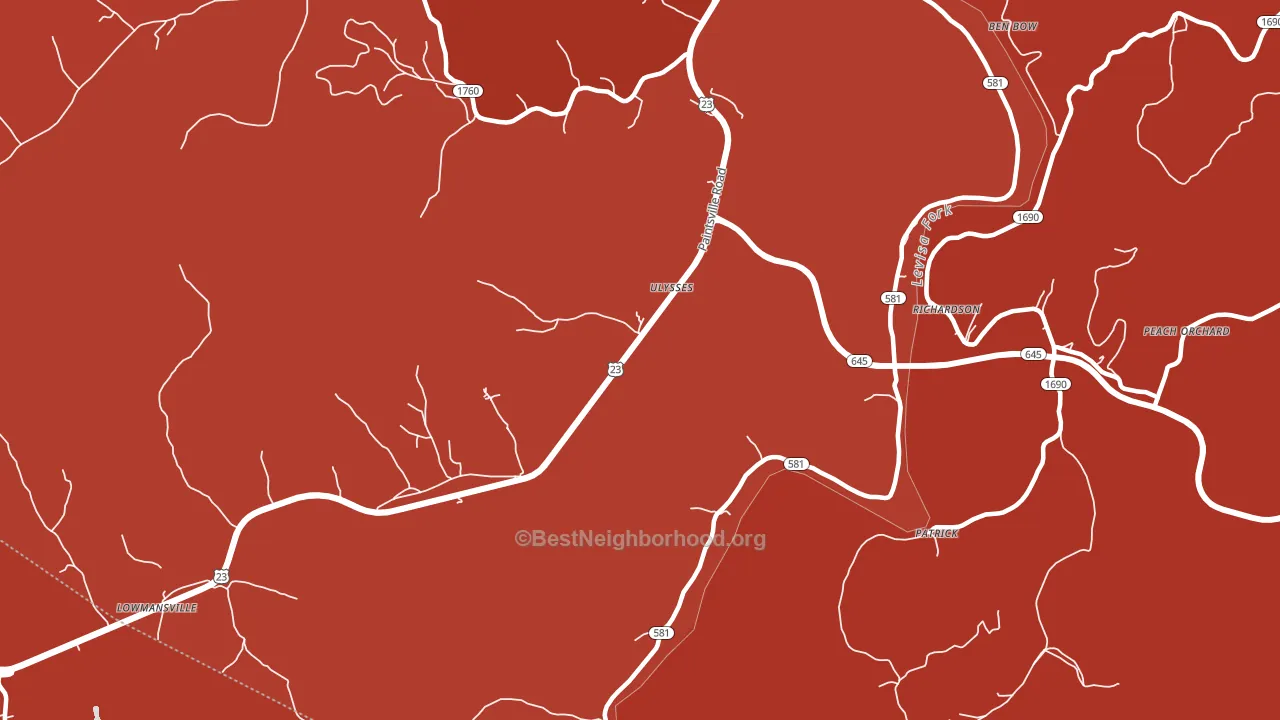 41264, KY block-group political-lean map