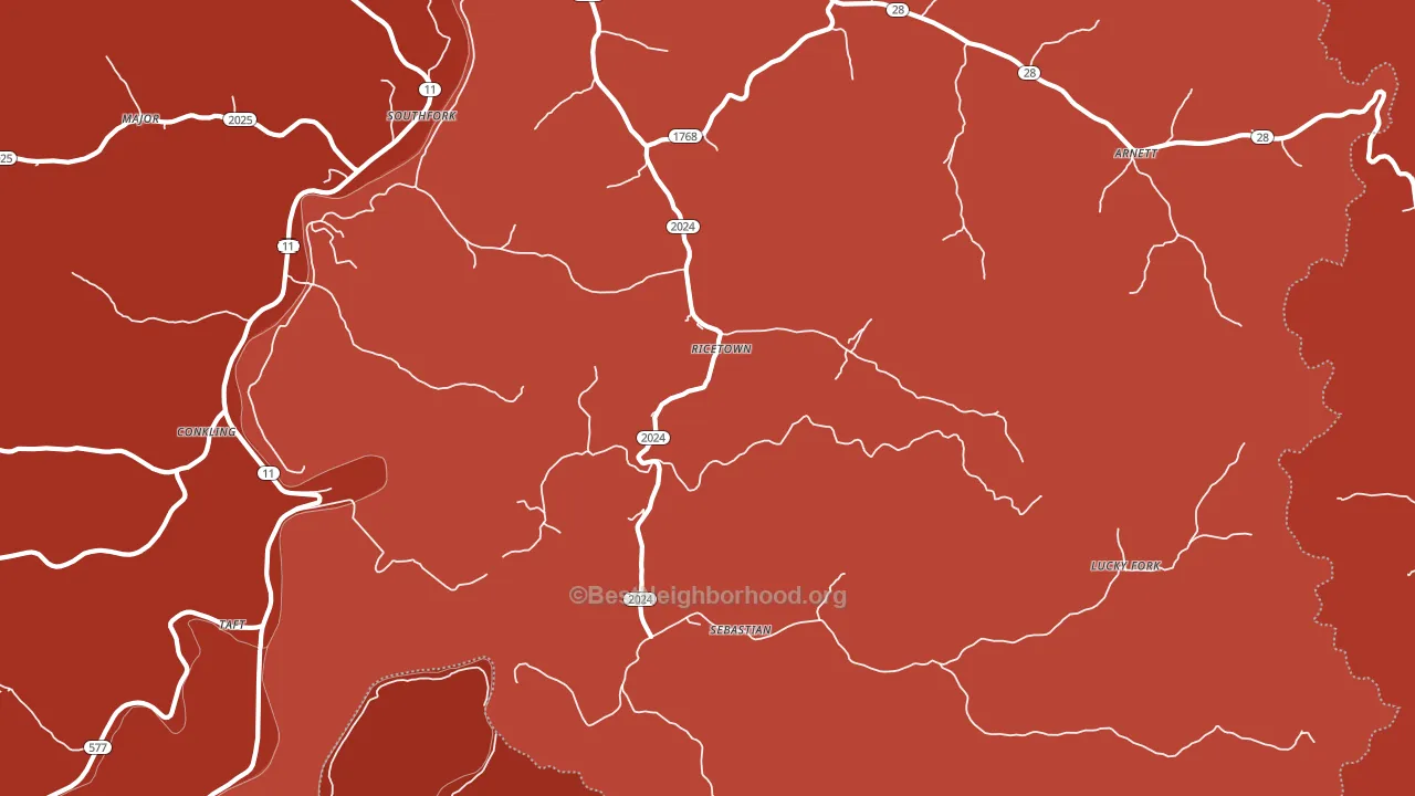 41364, KY block-group political-lean map