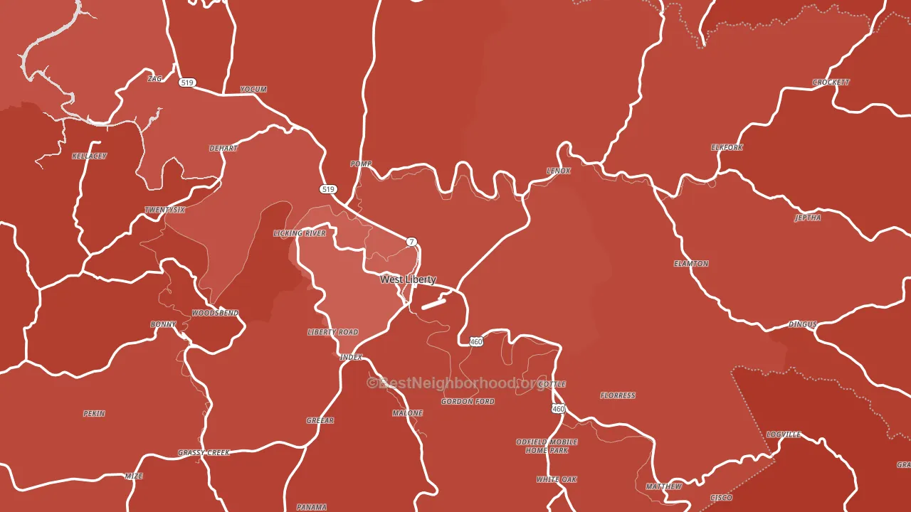 41472, KY block-group political-lean map