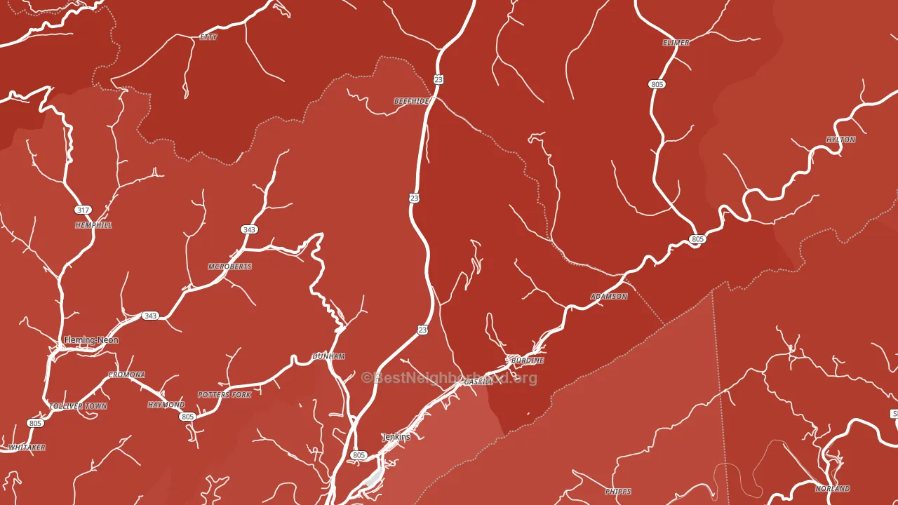 41537, KY block-group political-lean map