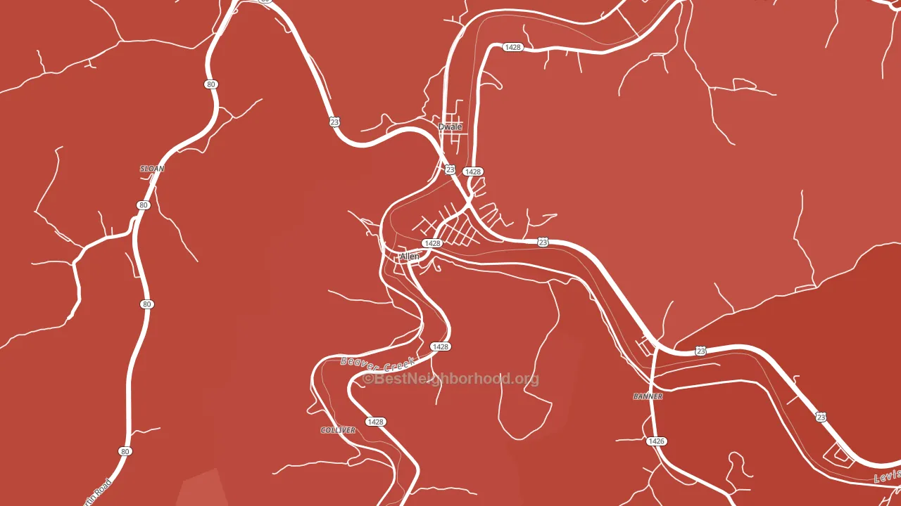 41601, KY block-group political-lean map