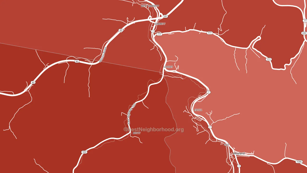 41643, KY block-group political-lean map