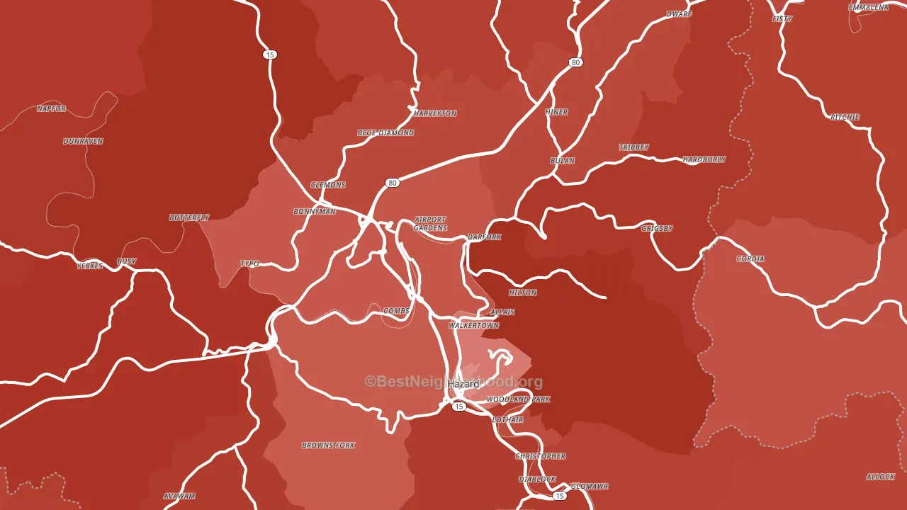 41701, KY block-group political-lean map