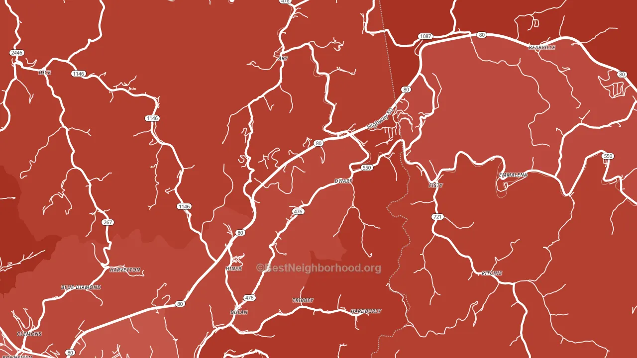 41722, KY block-group political-lean map