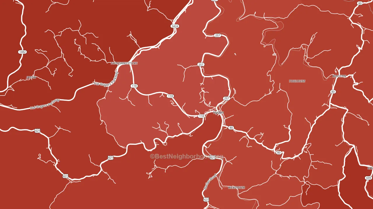 41749, KY block-group political-lean map
