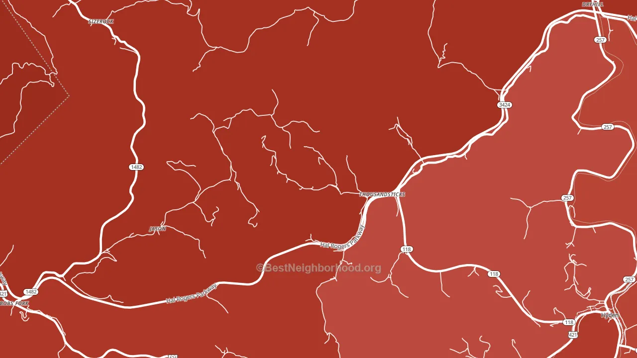41766, KY block-group political-lean map