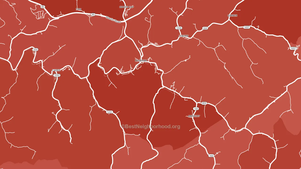 41822, KY block-group political-lean map