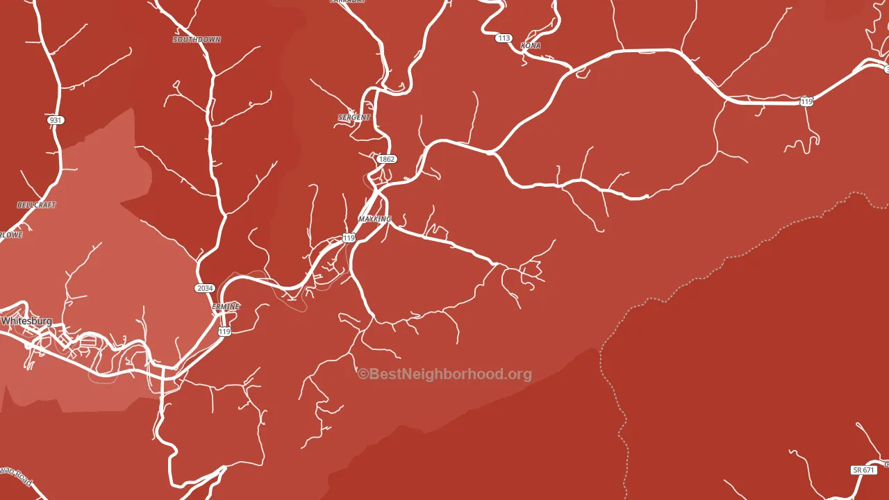 41837, KY block-group political-lean map