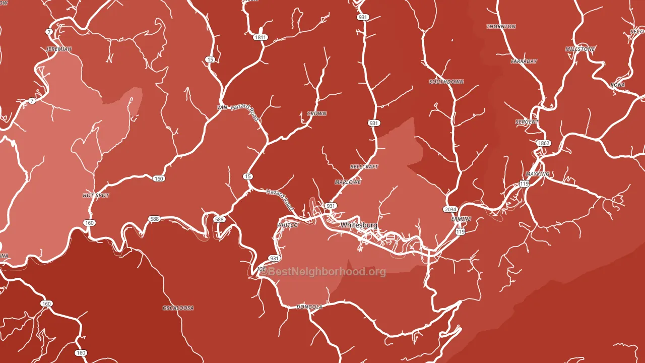 41858, KY block-group political-lean map