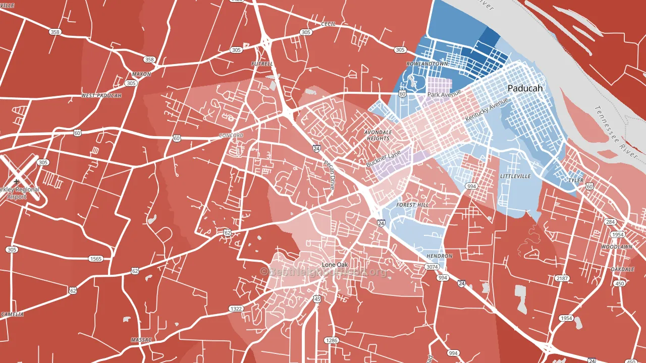 42001, KY block-group political-lean map
