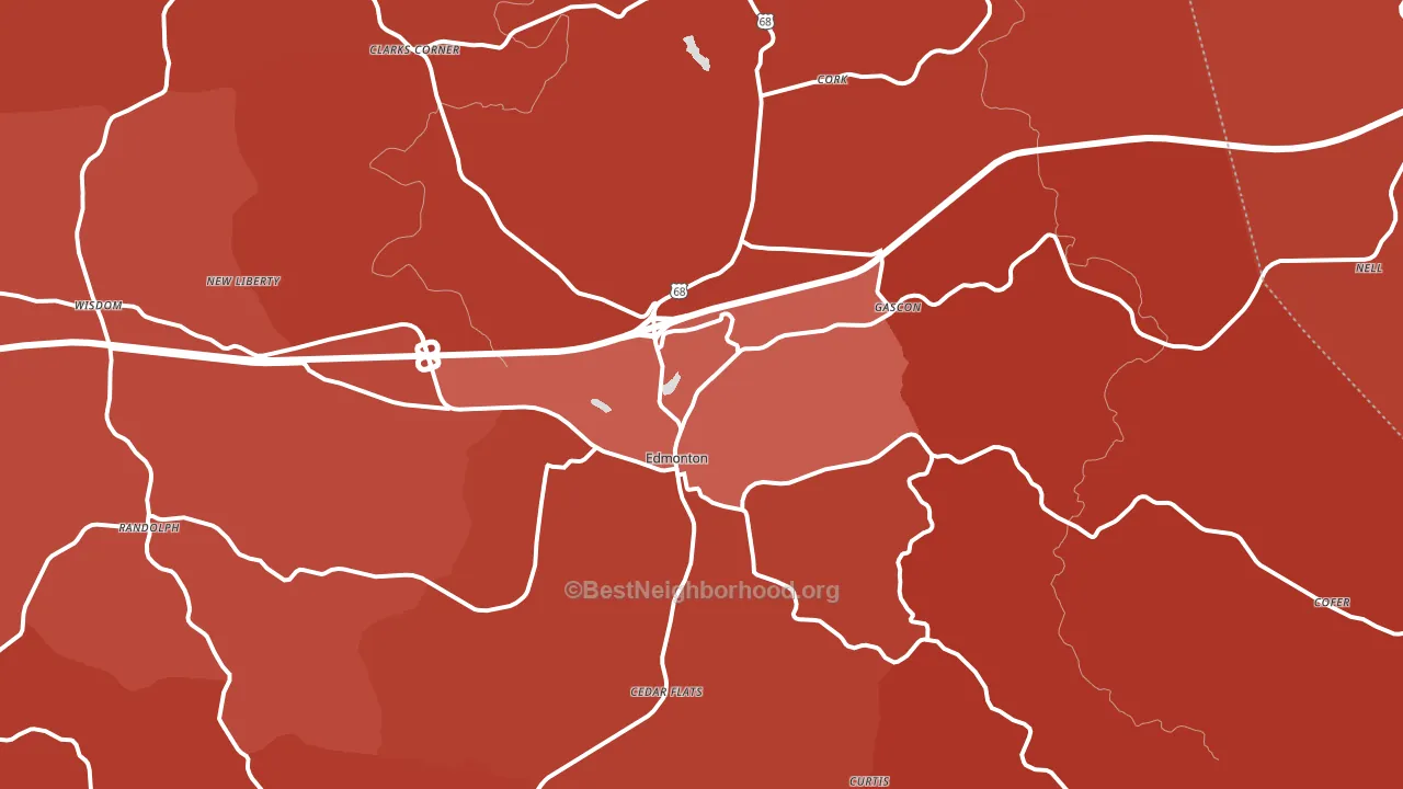 42129, KY block-group political-lean map