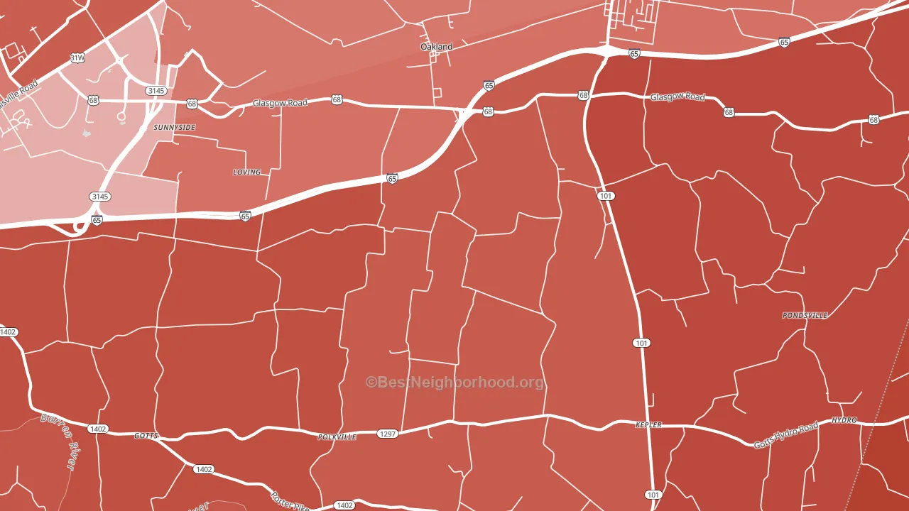 42159, KY block-group political-lean map