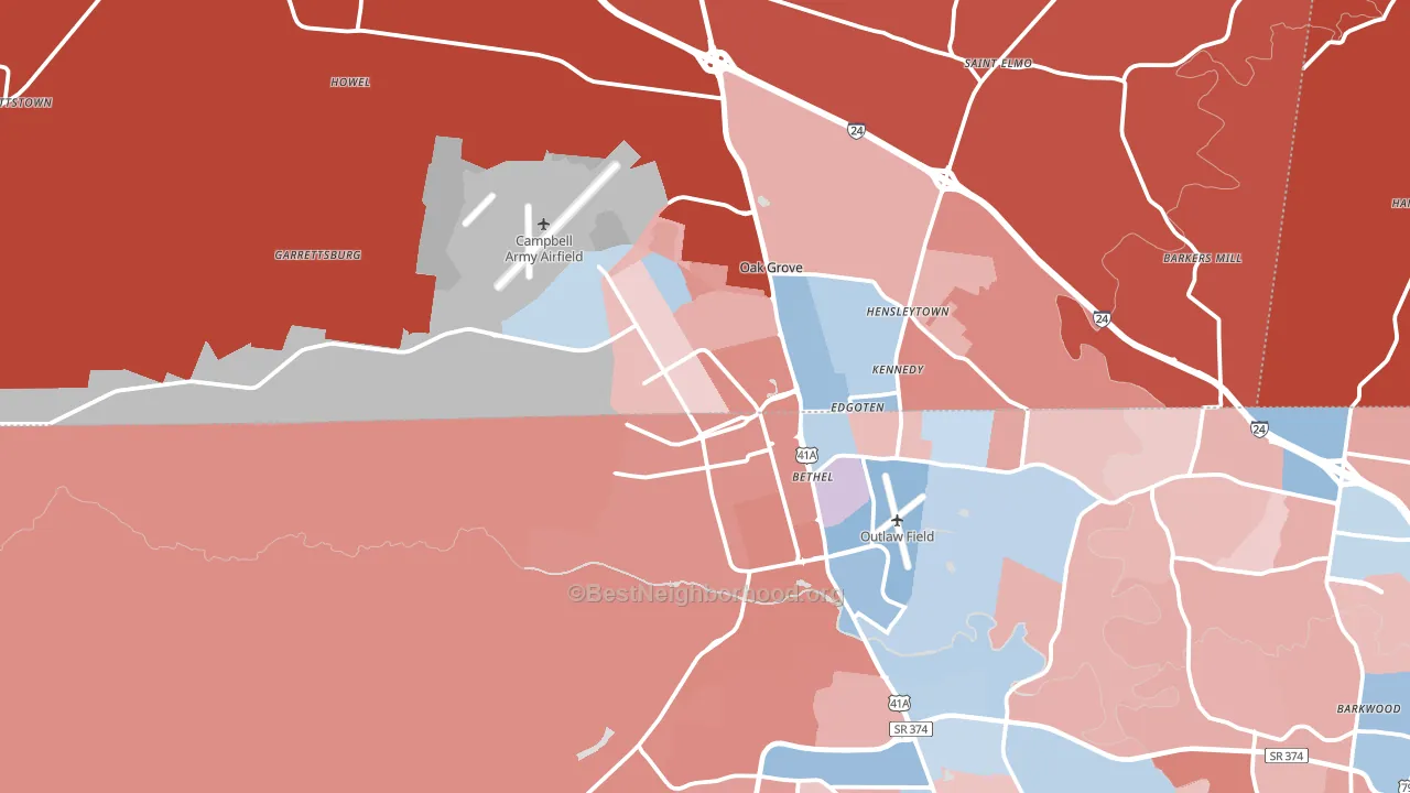 42223, KY block-group political-lean map