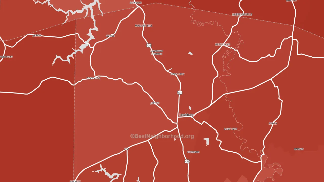 42256, KY block-group political-lean map