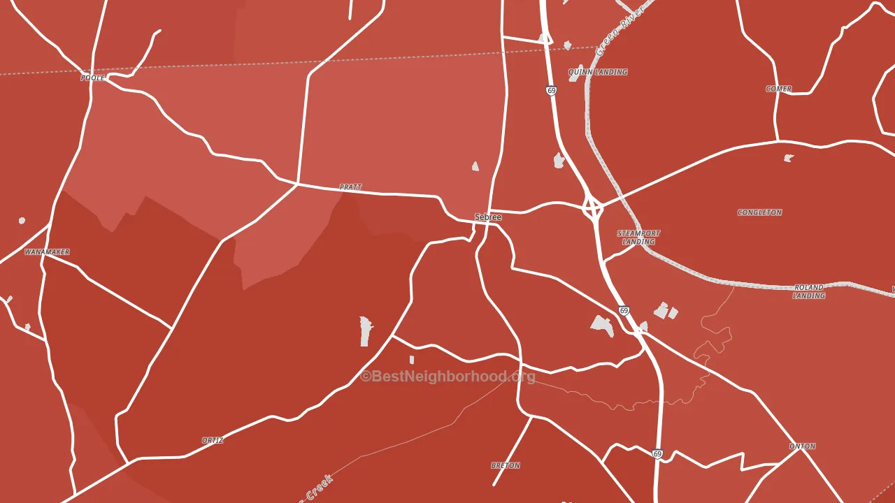42455, KY block-group political-lean map