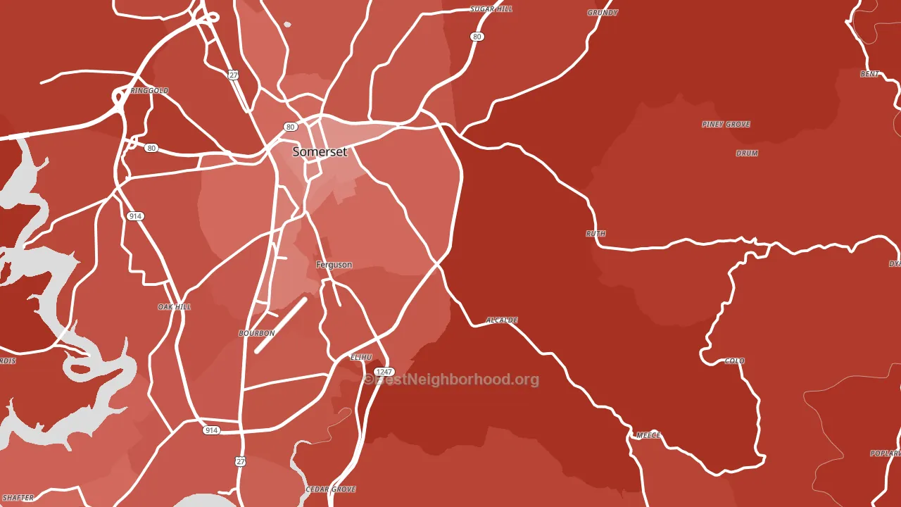 42501, KY block-group political-lean map