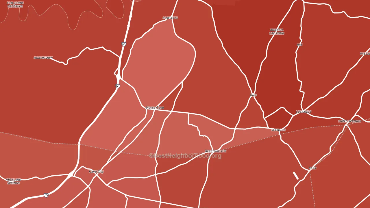 42749, KY block-group political-lean map
