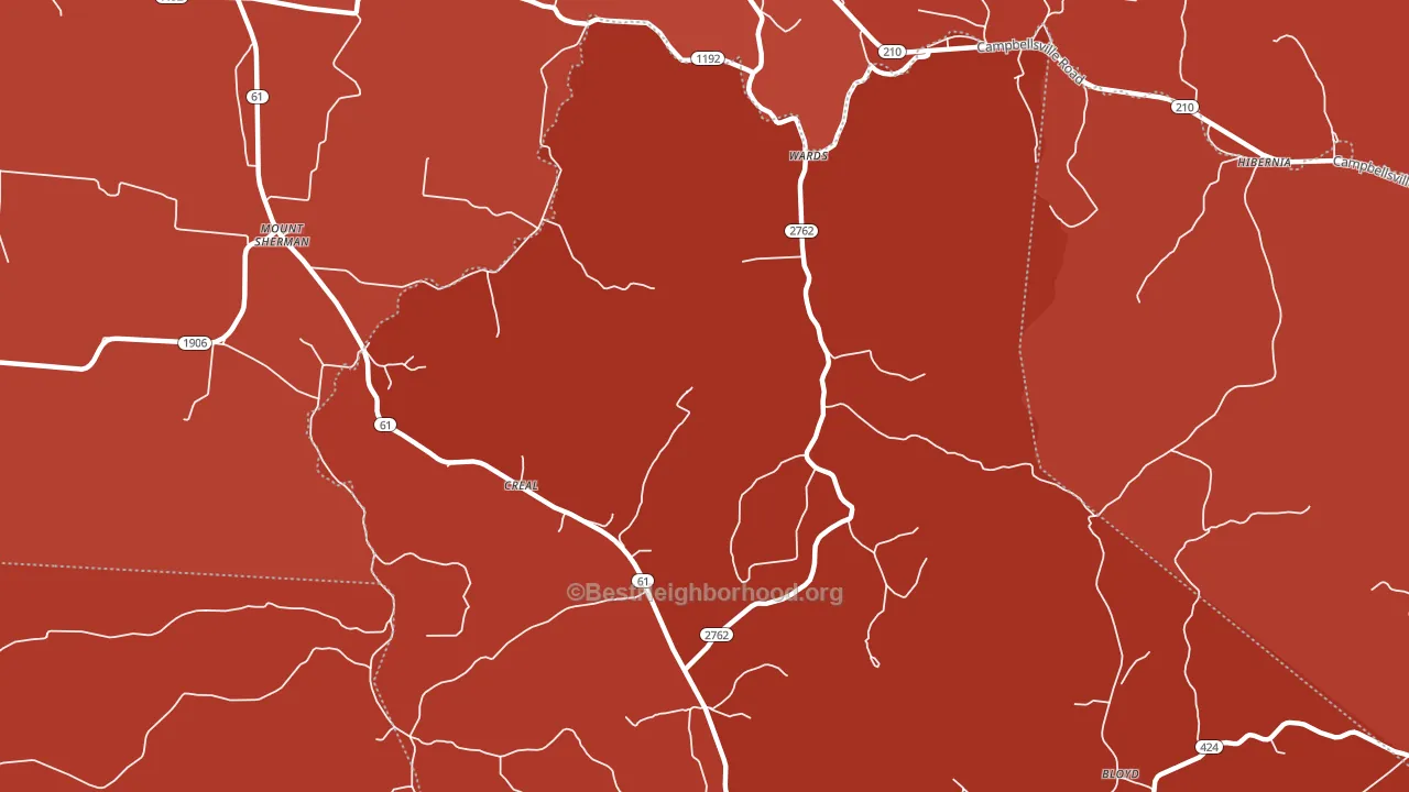 42764, KY block-group political-lean map