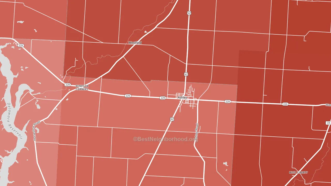 43003, OH block-group political-lean map