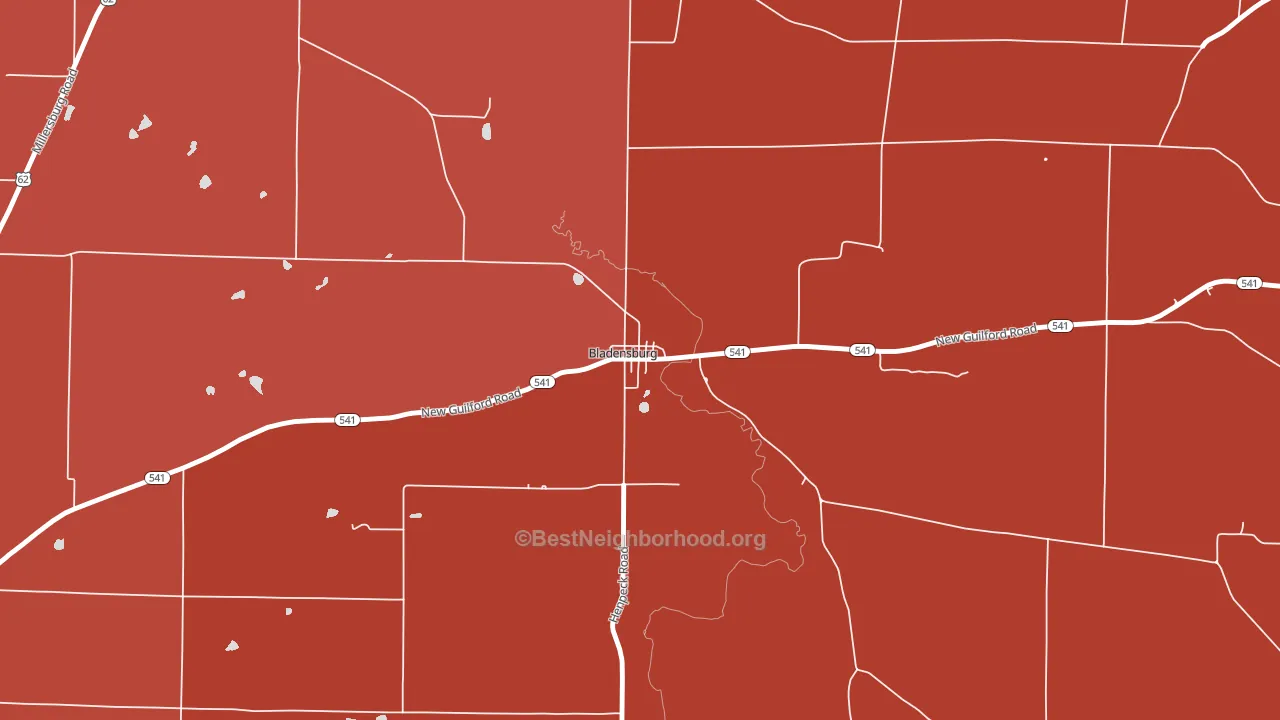 43005, OH block-group political-lean map