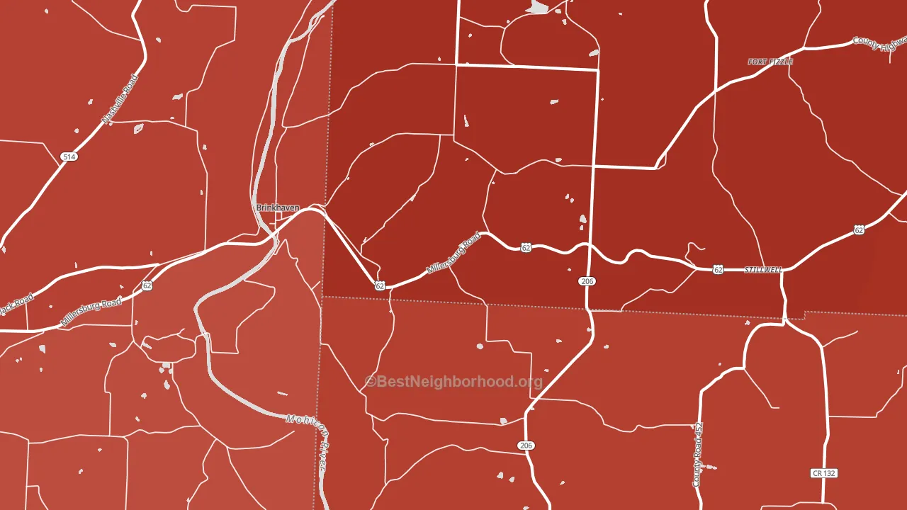 43006, OH block-group political-lean map