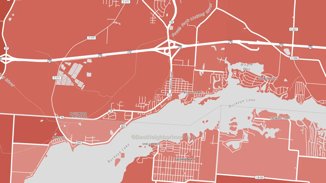 43008, OH block-group political-lean map