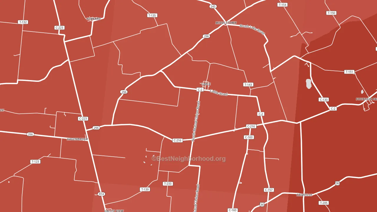 43009, OH block-group political-lean map