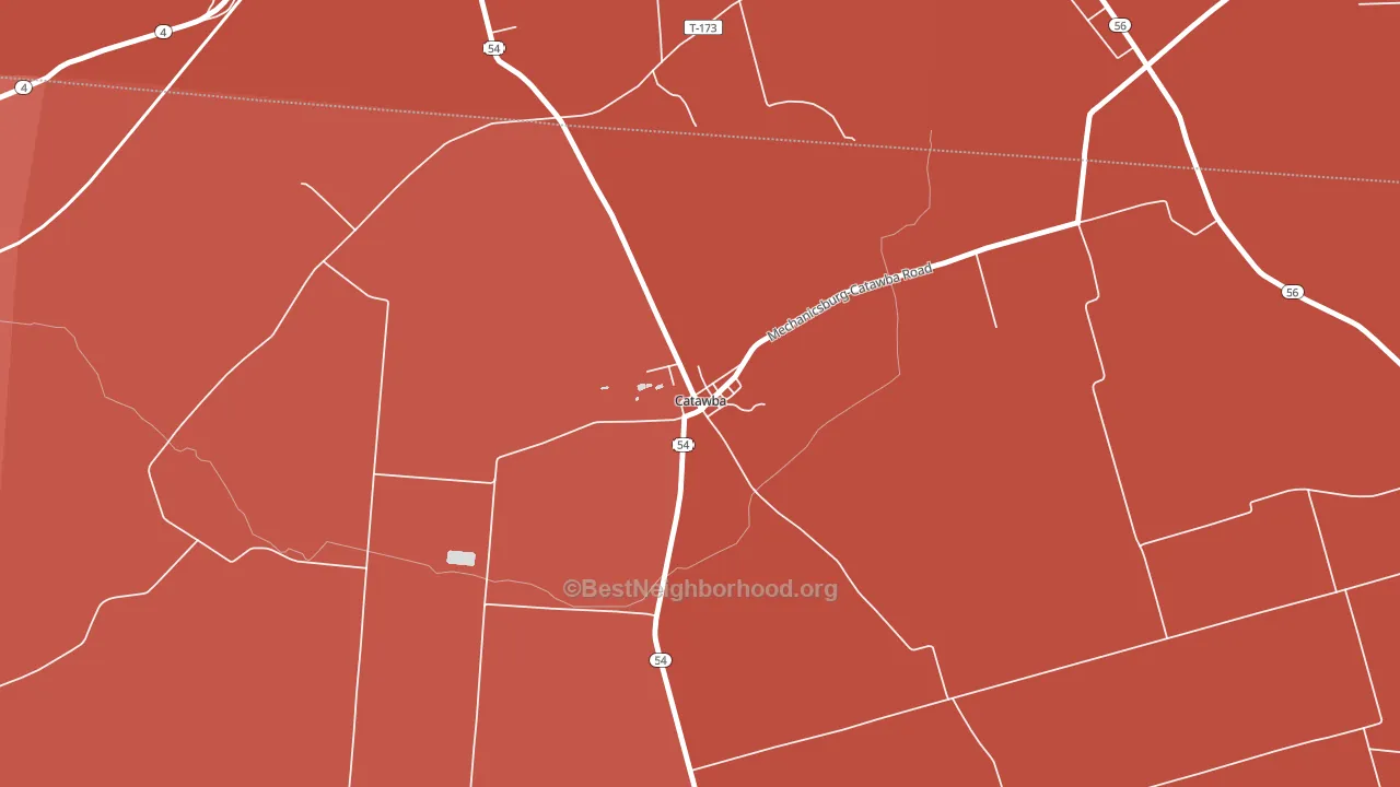 43010, OH block-group political-lean map
