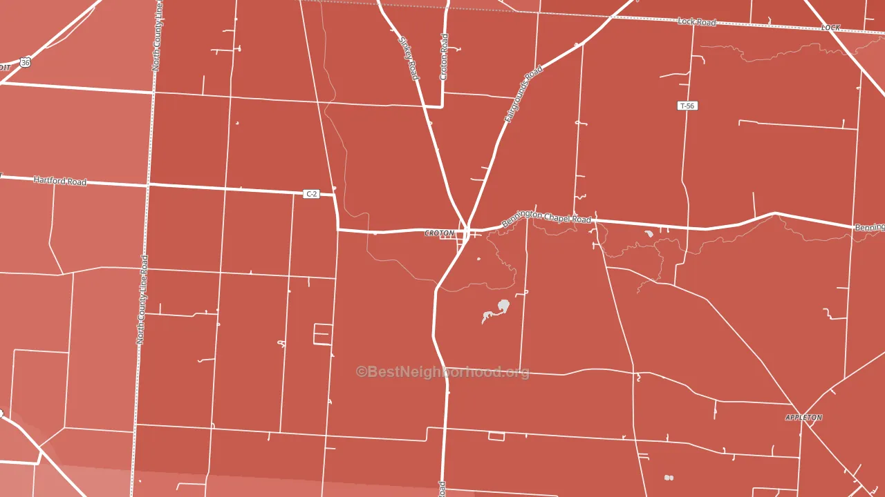 43013, OH block-group political-lean map