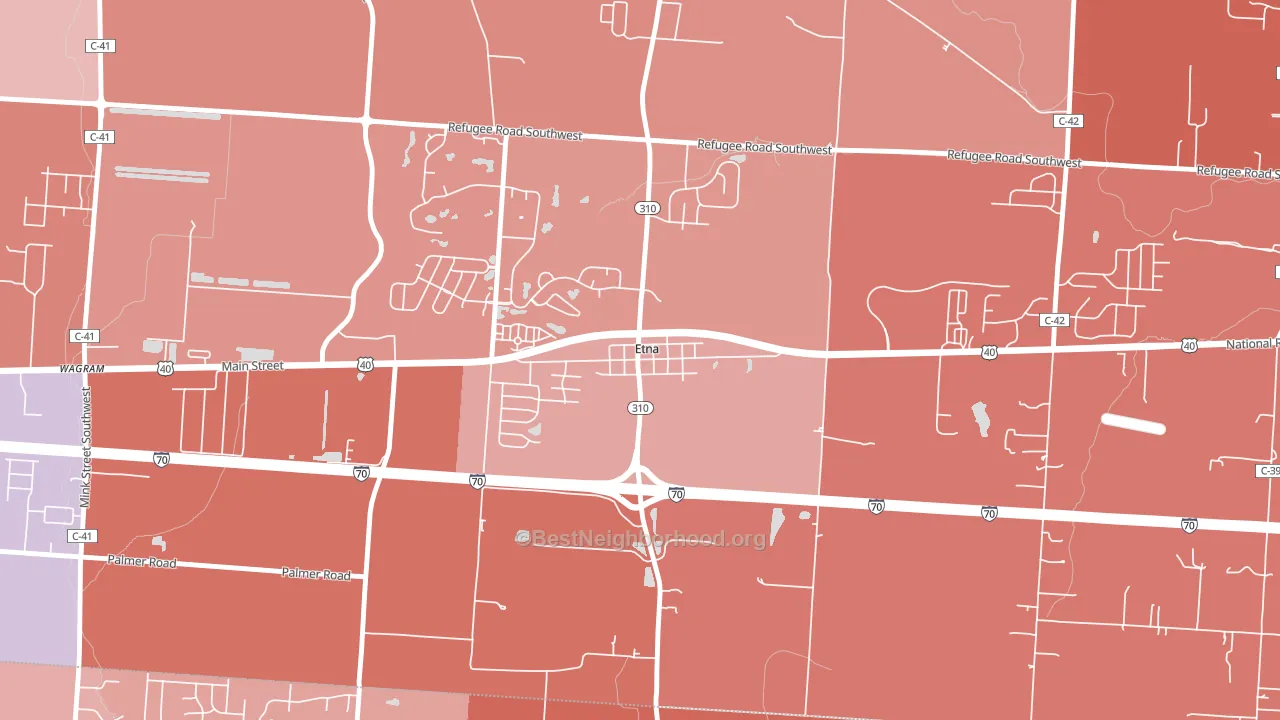 43018, OH block-group political-lean map