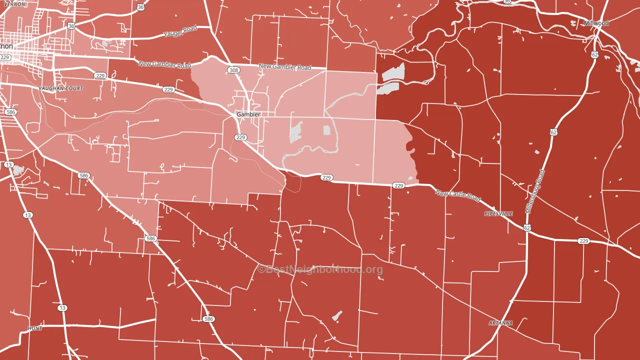 43022, OH block-group political-lean map