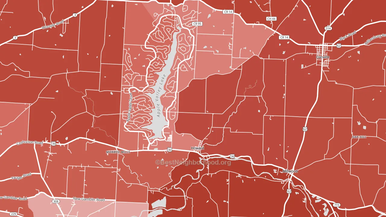 43028, OH block-group political-lean map