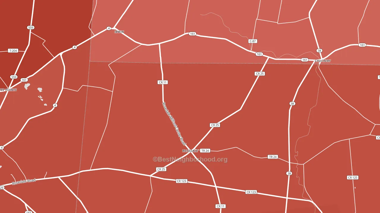 43029, OH block-group political-lean map