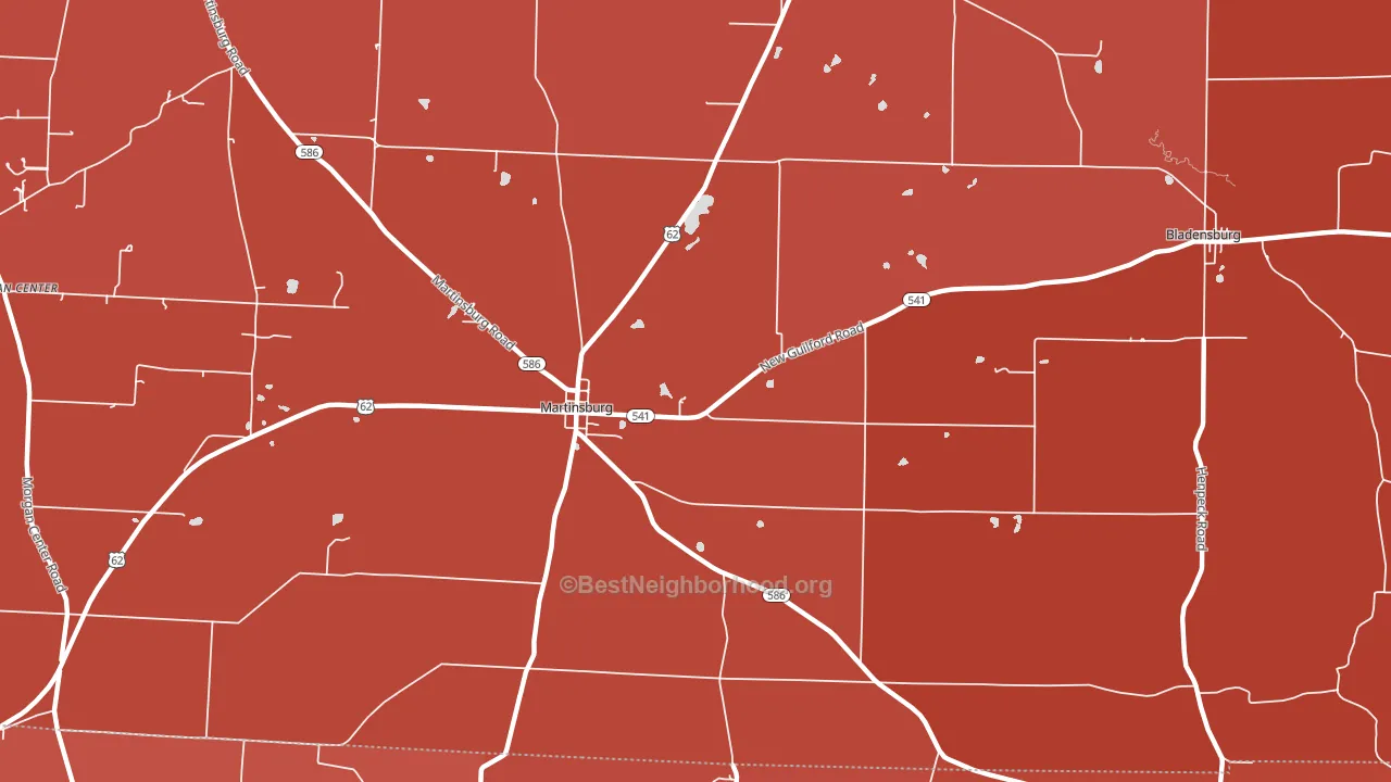 43037, OH block-group political-lean map