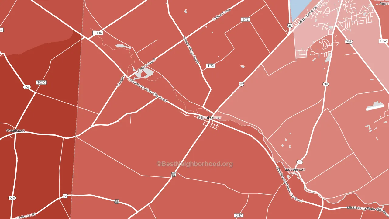 43045, OH block-group political-lean map