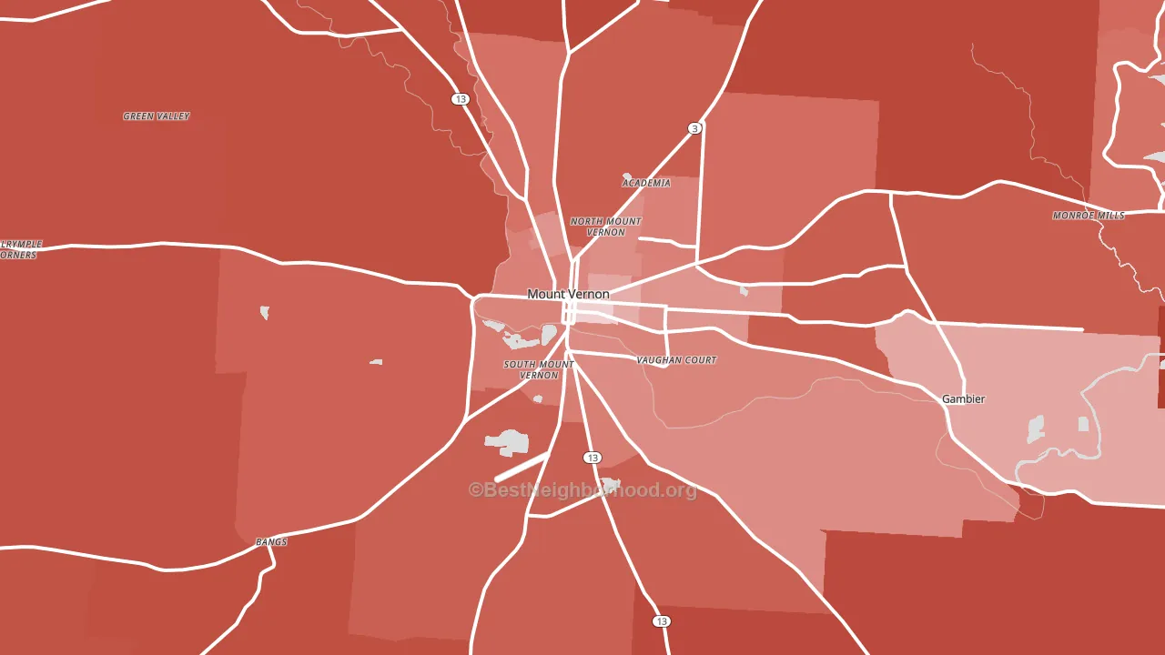 43050, OH block-group political-lean map