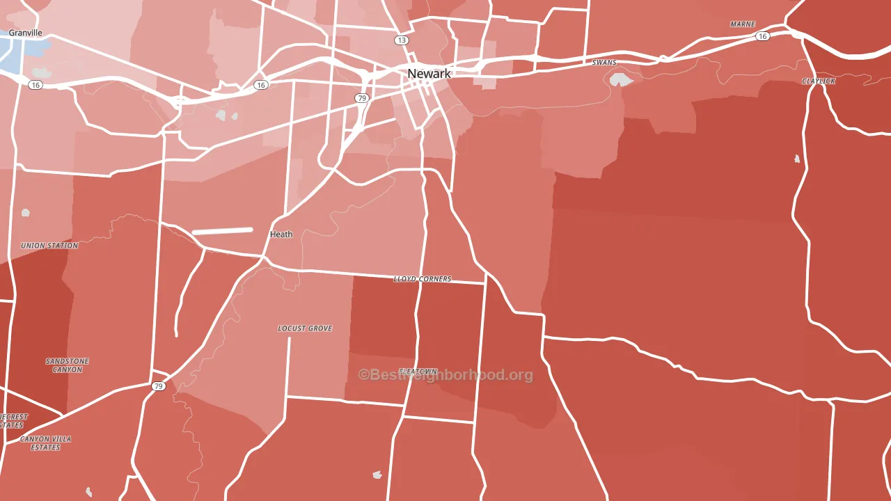 43056, OH block-group political-lean map