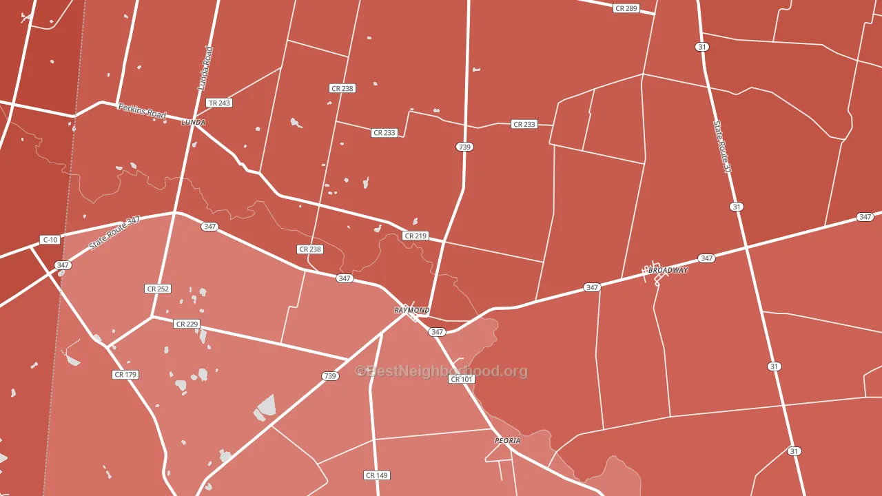 43067, OH block-group political-lean map