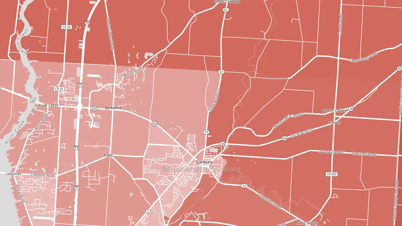 43074, OH block-group political-lean map