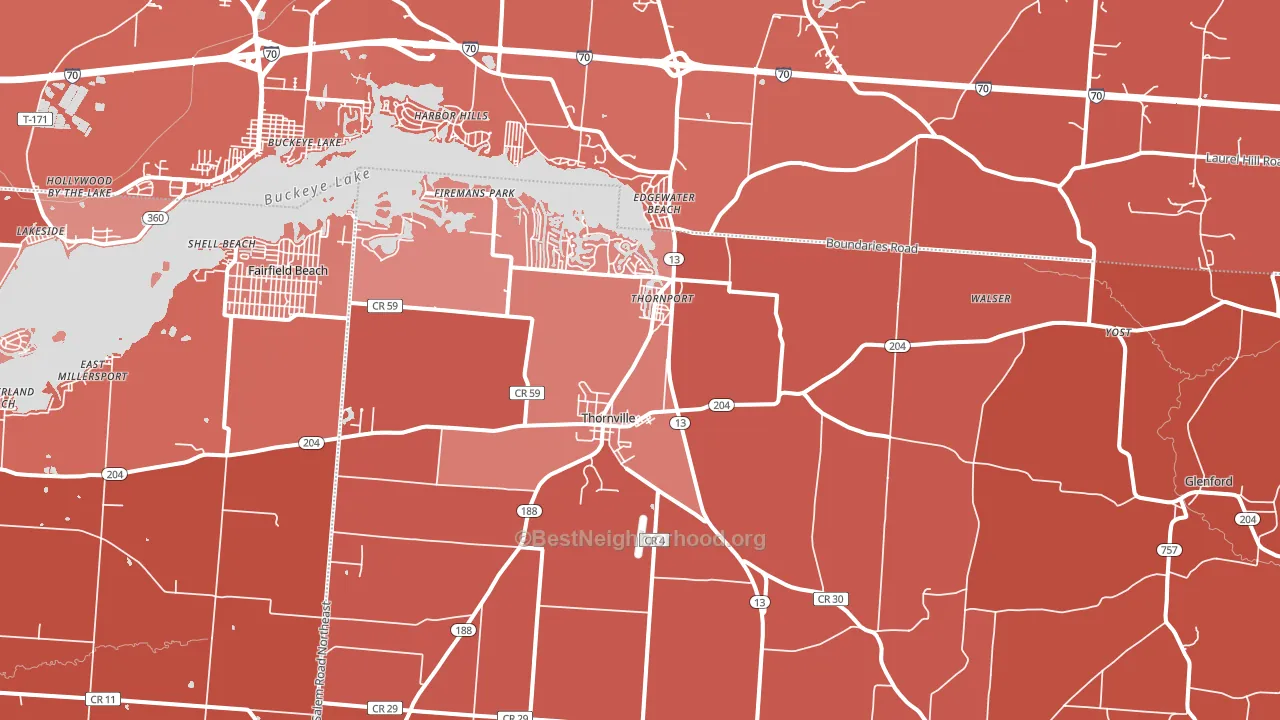 43076, OH block-group political-lean map