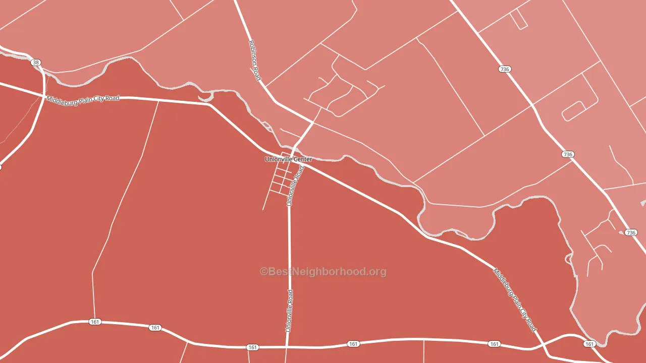 43077, OH block-group political-lean map