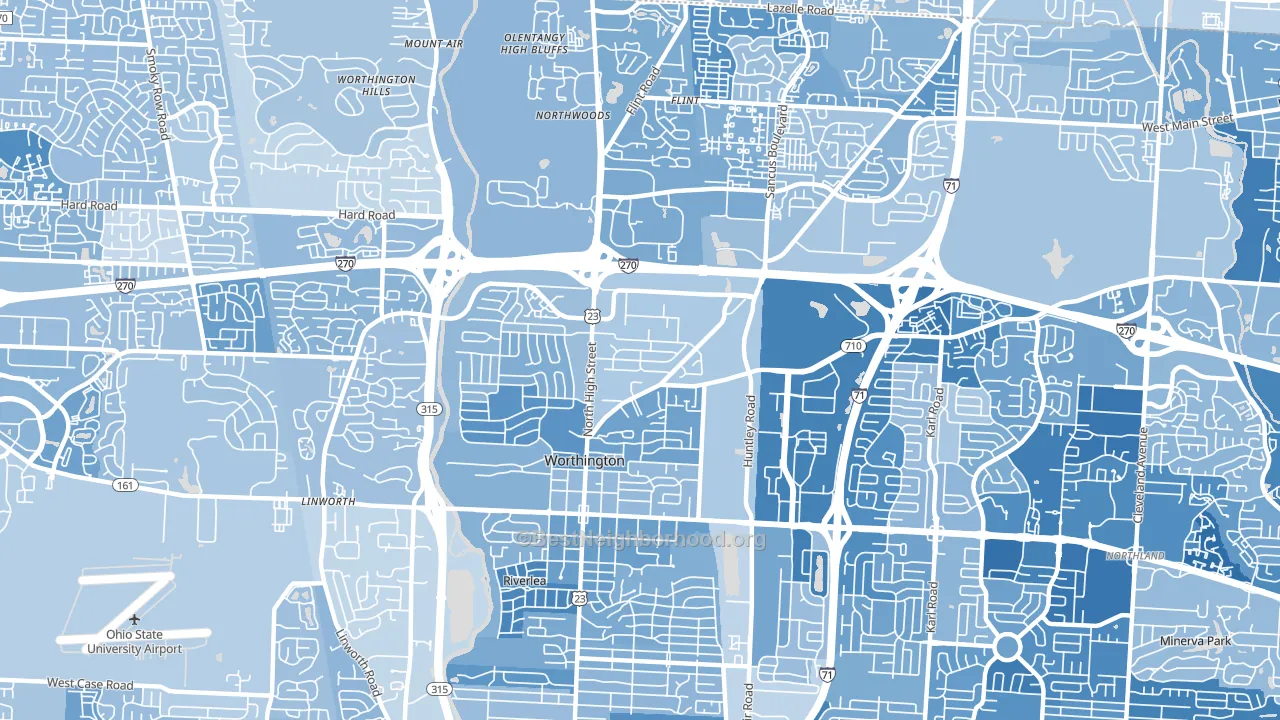 43085, OH block-group political-lean map