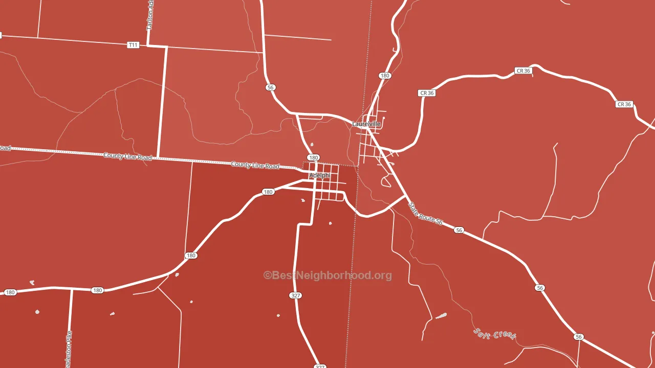 43101, OH block-group political-lean map