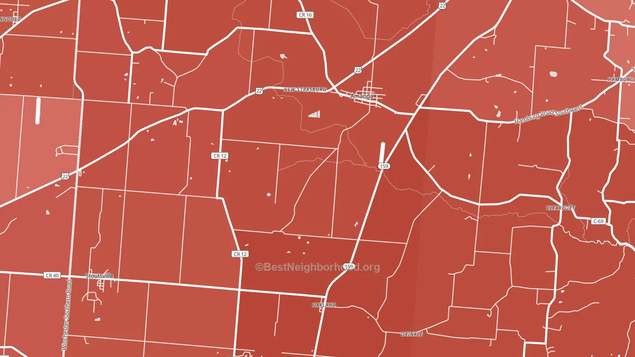 43102, OH block-group political-lean map