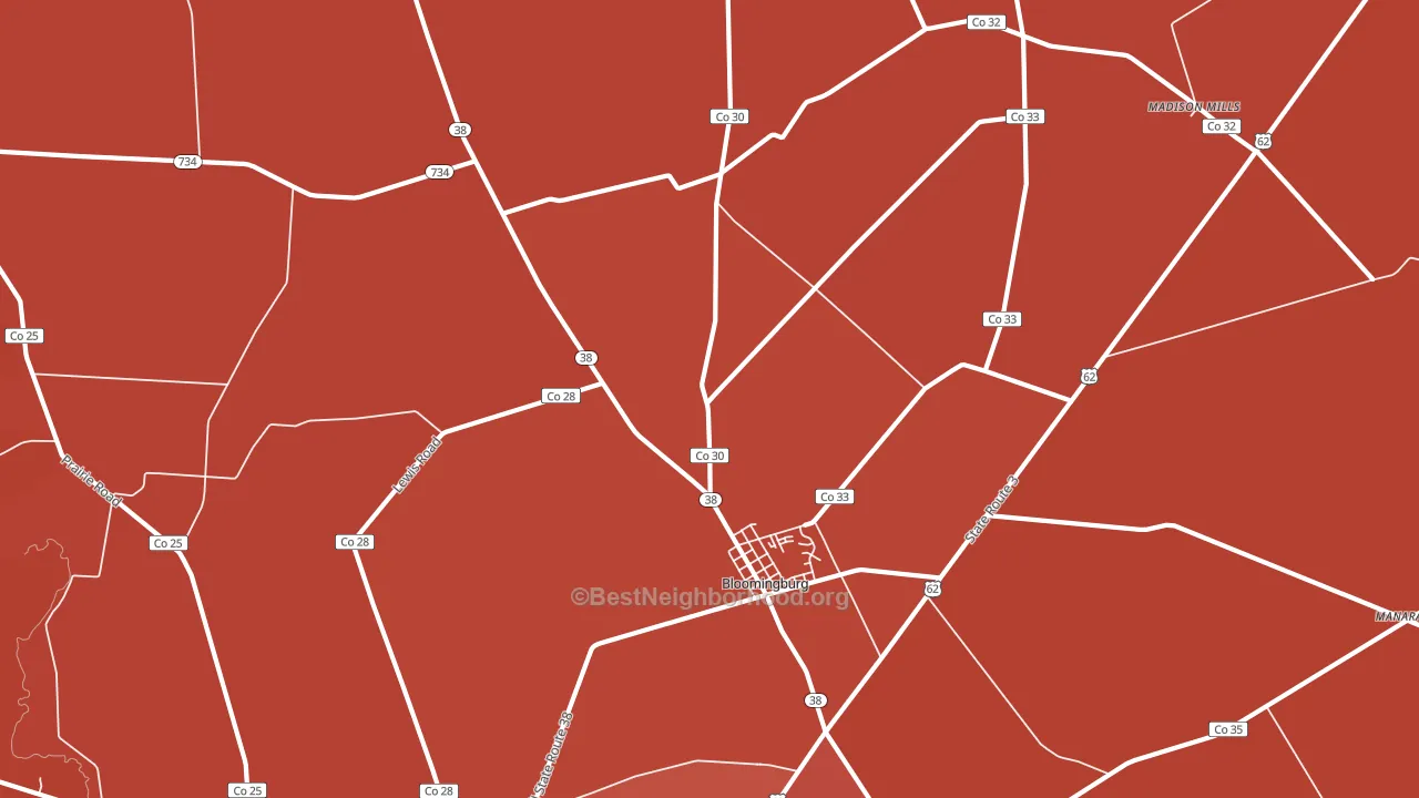 43106, OH block-group political-lean map