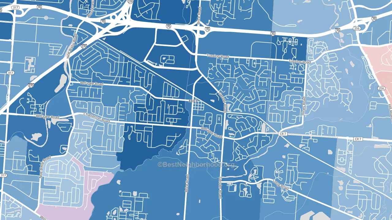 43109, OH block-group political-lean map