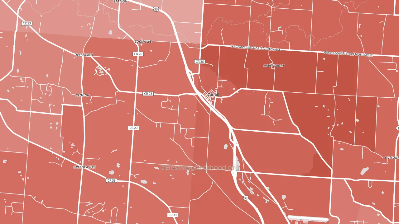 43112, OH block-group political-lean map