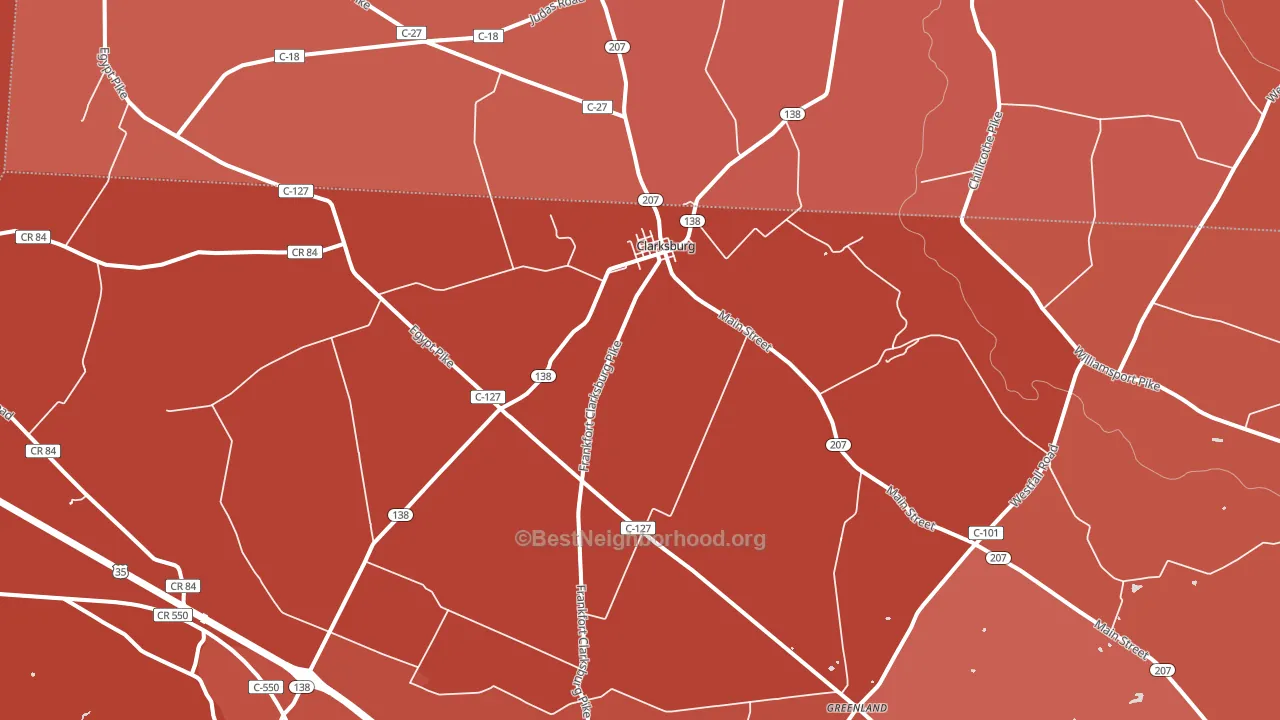 43115, OH block-group political-lean map