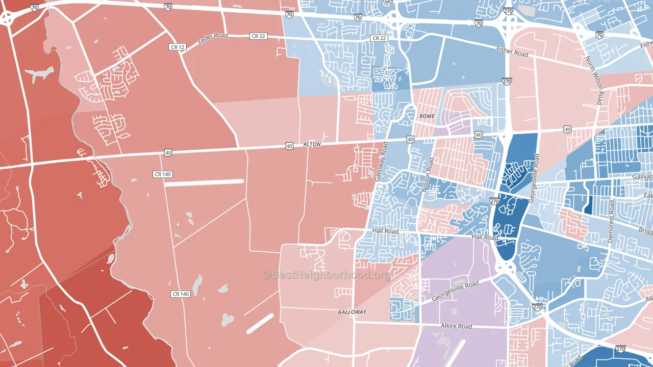43119, OH block-group political-lean map
